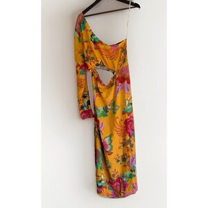 Farm Rio Anthropologie XL NWT Tropical Maxi Dress Resort One Shoulder Cut Out